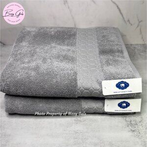 John Robshaw 2 Gray Bath Towels Set